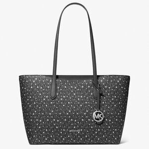 New Michael Kors Arden Large Printed Signature Logo Tote Bag Black Multi